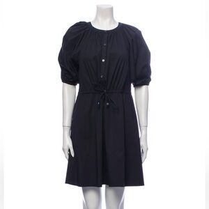 STAUD Black Short Cotton Poplin Short Sleeve Dress
